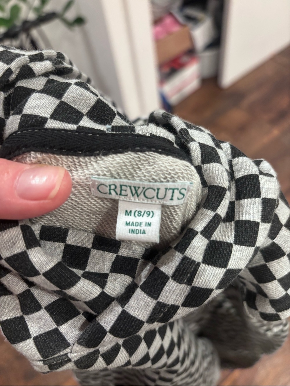 Crewcuts Black & Gray Checkerboard Kids Hoodie